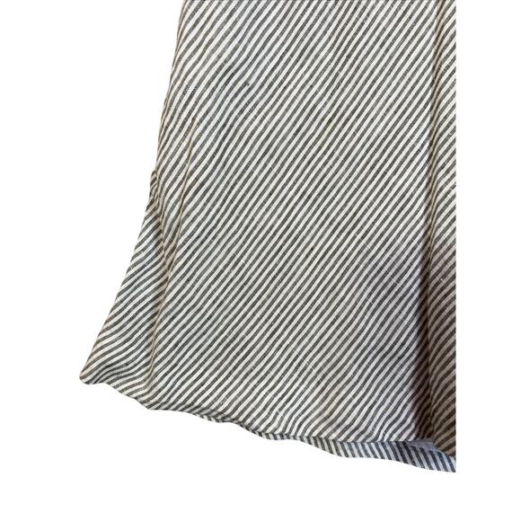 J Crew Sailor Button Midi Skirt Size 0 Brown Stripe Linen Lace Up Coastal Beach - Picture 4 of 9